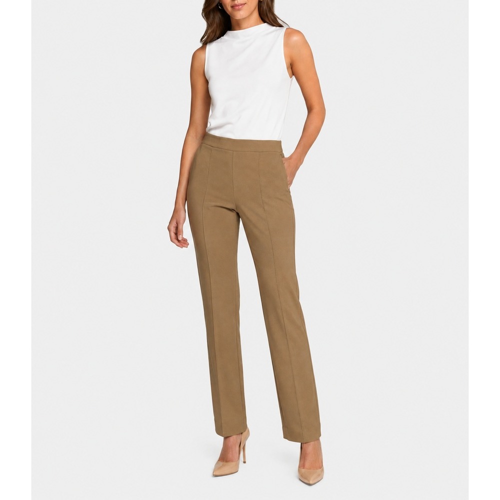 MM LaFleur Mejia Pant Camel Brown Stretch Cotton Slim Straight Trousers Size 4